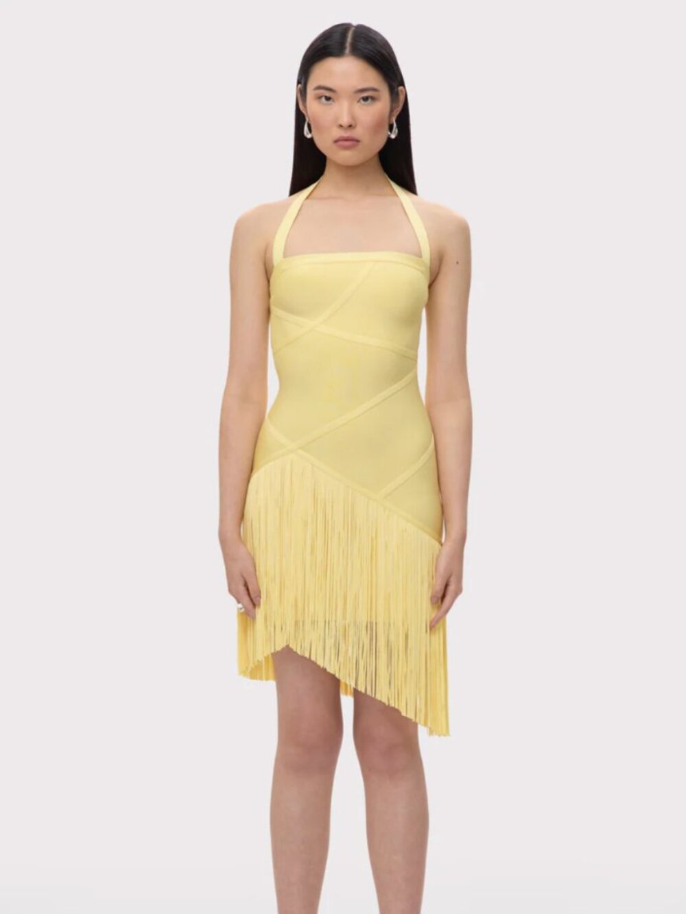 Herve Leger Josephine Yellow Bodycon Dress